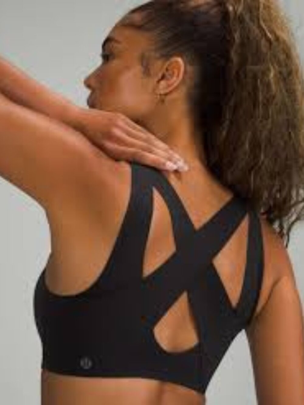 LuluLemon Enlite High Support Zip Front Cross Back Sports Bra Black 32 C